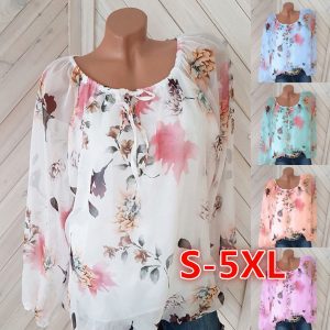 Flower Printed Loose Long Sleeved Shirts