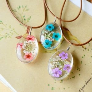 Handmade Resin Flower Pendant Necklace