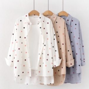 Women Polka Dot Print Blouse Shirts