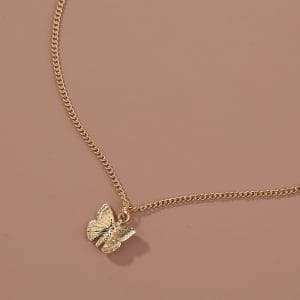 Wild Small Butterfly Metal Pendant Necklace