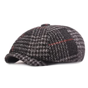Autumn And Winter Thickened Beret Men's Plaid Cap
