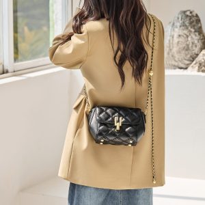 Rhombus Leather Shoulder Bag