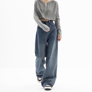 Graceful Stride High-Waisted Denim Pants